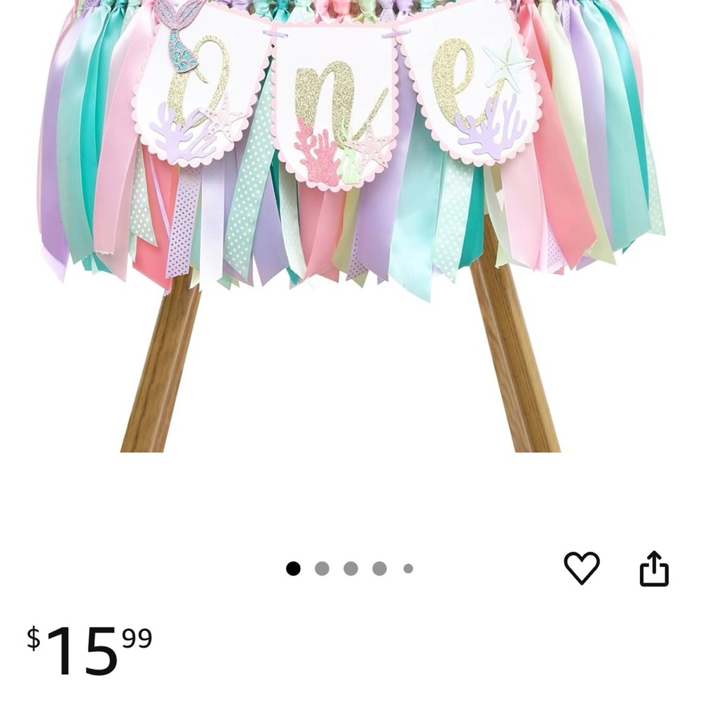 Mermaid Themed Birthday Banner with Pastel Ribbons